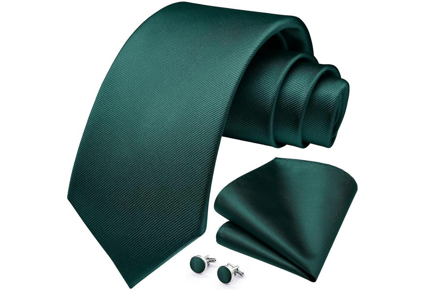 LuxusKollektion Krawatte Krawatte Einstecktuch Manschettenknöpfe Set Herren Hochzeit Grün von LuxusKollektion