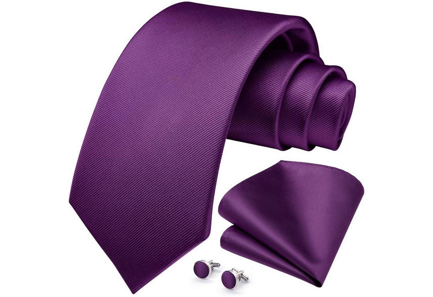 LuxusKollektion Krawatte Krawatte Einstecktuch Manschettenknöpfe Set Herren Hochzeit Lila von LuxusKollektion