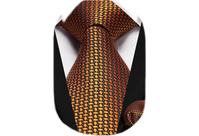 LuxusKollektion Krawatte Krawatte Einstecktuch Set Herren Gepunktet Einheitsgröße Orange von LuxusKollektion