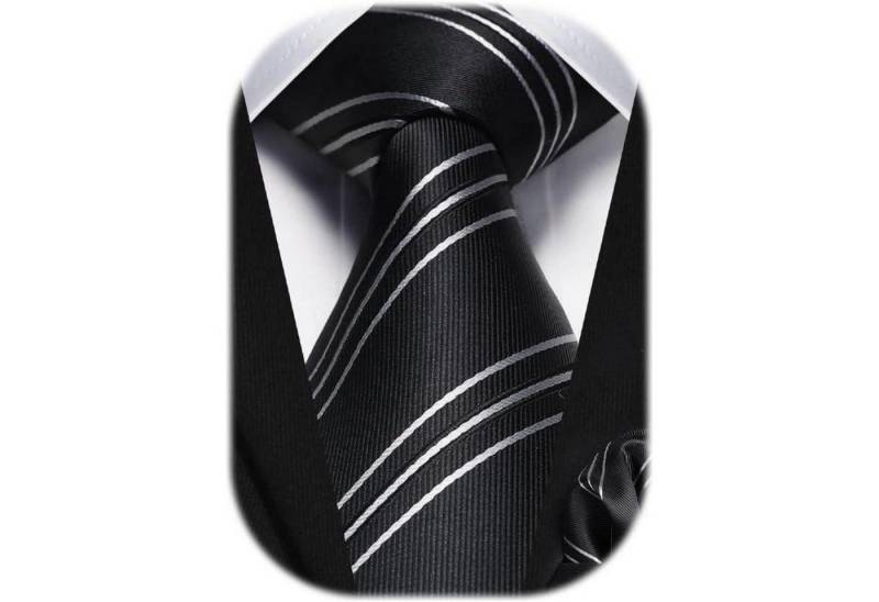 LuxusKollektion Krawatte Krawatte Einstecktuch Set Herren Gepunktet Einheitsgröße Schwarz 2 von LuxusKollektion