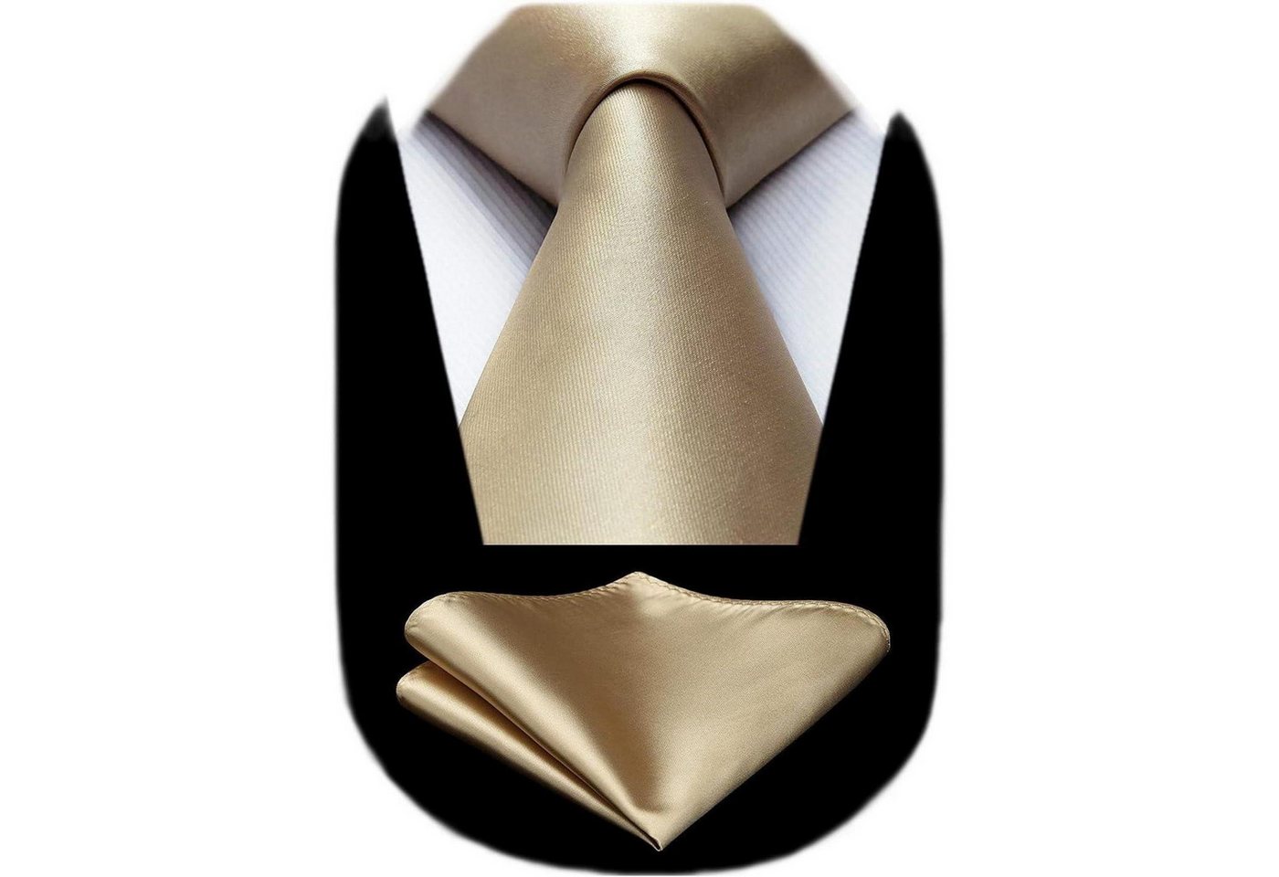 LuxusKollektion Krawatte Krawatte Einstecktuch Set Herren Hochzeit Champagner Einheitsgröße von LuxusKollektion