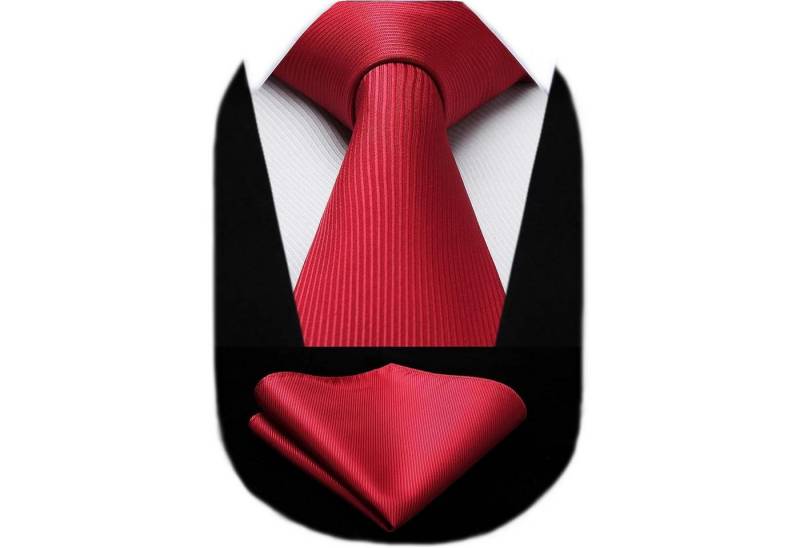 LuxusKollektion Krawatte Krawatte Einstecktuch Set Herren Hochzeit Party Einheitsgröße Rot von LuxusKollektion