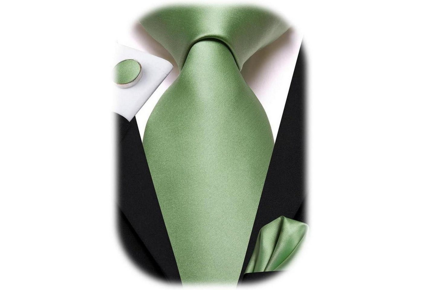 LuxusKollektion Krawatte Krawatte Einstecktuch Set Herren Hochzeitsfeier Grasgrüner Feststoff von LuxusKollektion
