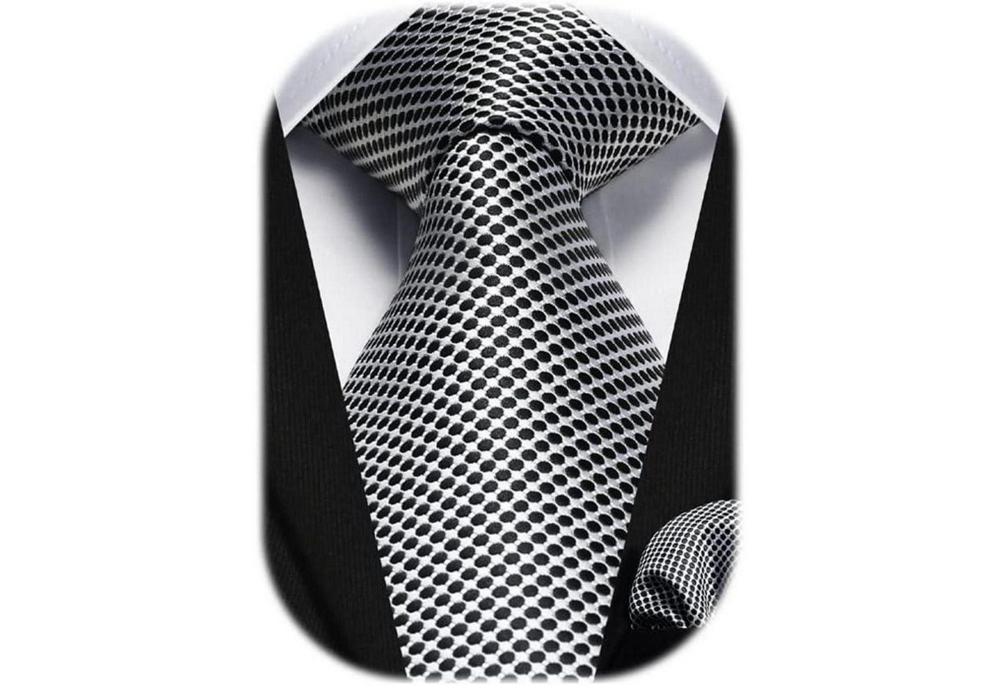 LuxusKollektion Krawatte Krawatte Einstecktuch Set Herren gepunktet Hochzeit Einheitsgröße Grau von LuxusKollektion