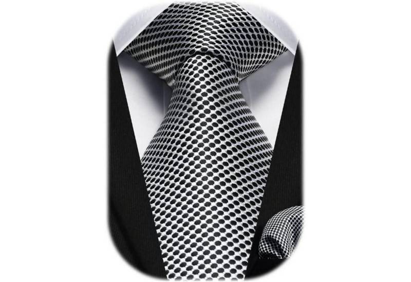 LuxusKollektion Krawatte Krawatte Einstecktuch Set Herren gepunktet Hochzeit Einheitsgröße Grau von LuxusKollektion