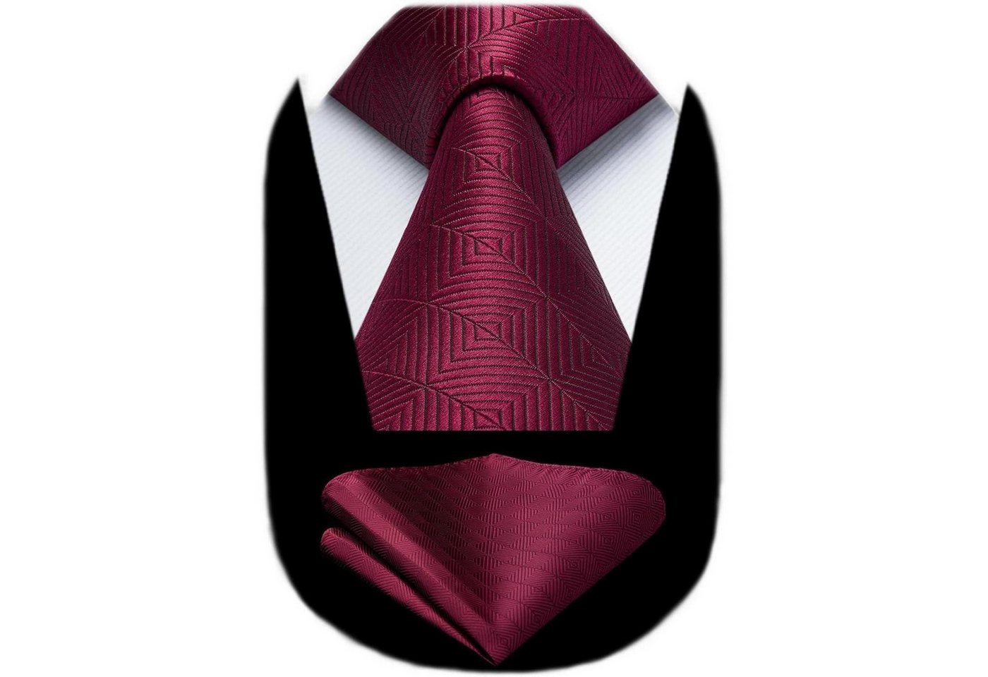 LuxusKollektion Krawatte Krawatte Herren Check Plaid Tupfen Einstecktuch Hochzeit Bordeaux 3 von LuxusKollektion