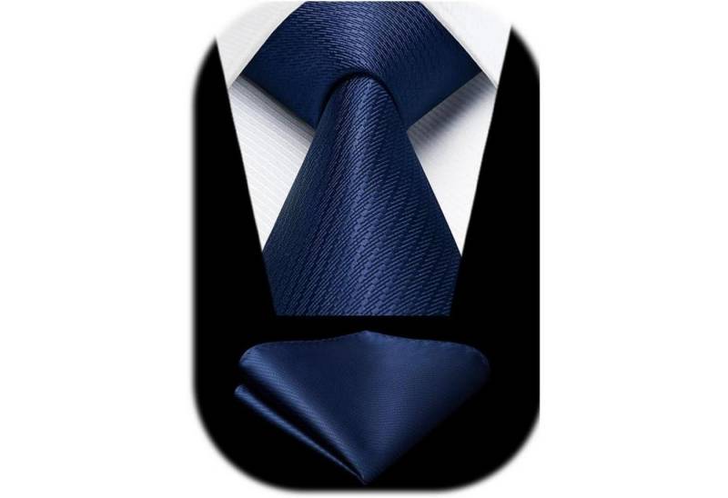 LuxusKollektion Krawatte Krawatte Herren Einfarbig Einstecktuch Set Hochzeit Formell marineblau von LuxusKollektion