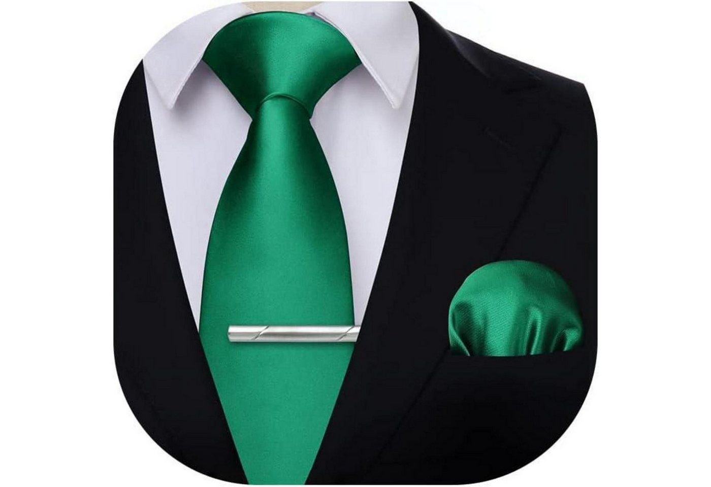 LuxusKollektion Krawatte Krawatte Herren Einstecktuch Einheitsgröße Smaragdgrün von LuxusKollektion