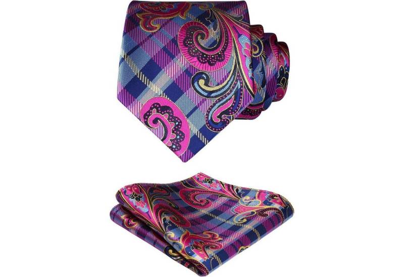 LuxusKollektion Krawatte Krawatte Herren Einstecktuch Hochzeit Paisley Blume Pink-1 von LuxusKollektion