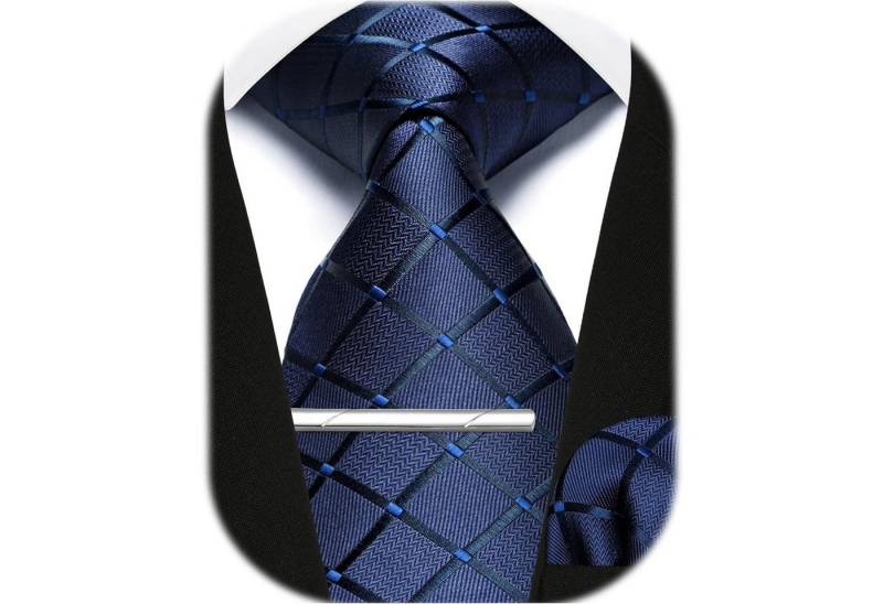 LuxusKollektion Krawatte Krawatte Herren Einstecktuch Krawattenklammer A1 Marine Einheitsgröße von LuxusKollektion