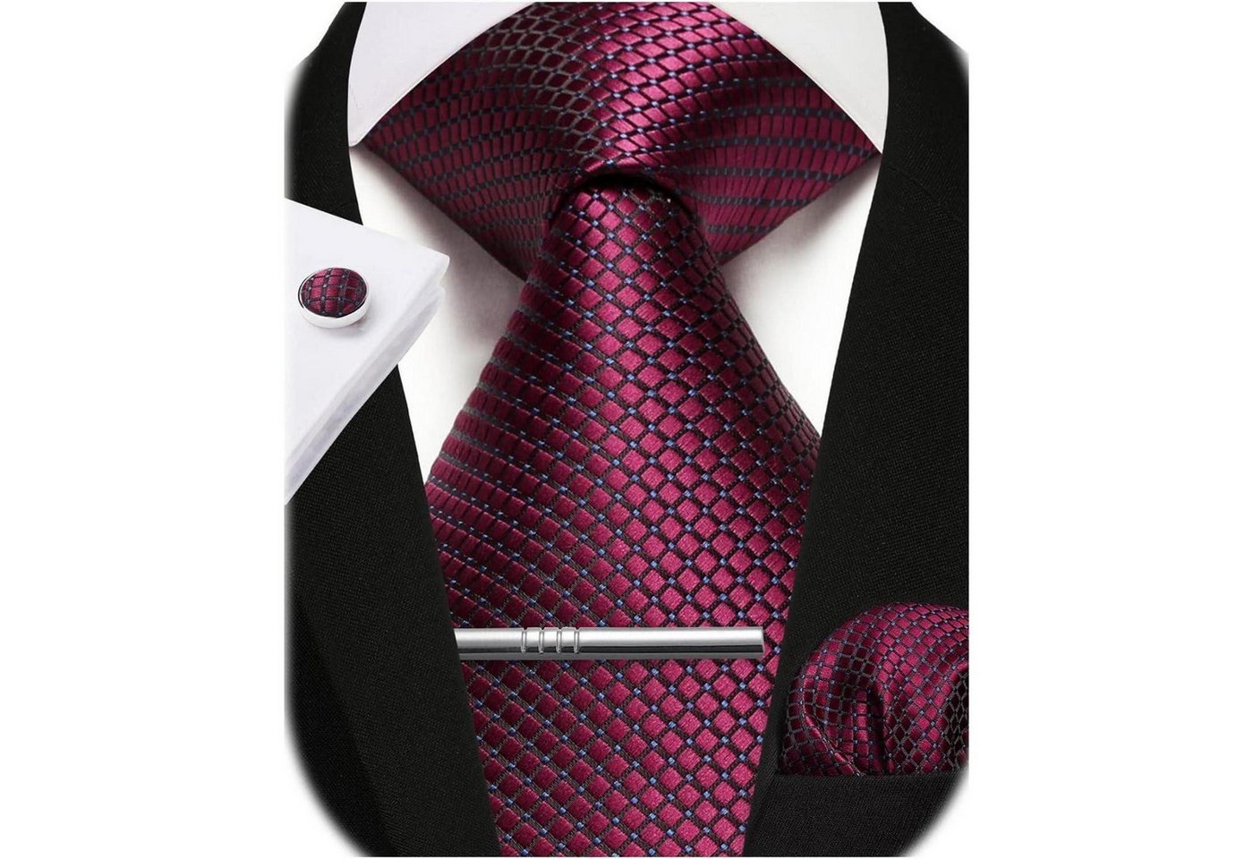 LuxusKollektion Krawatte Krawatte Herren Einstecktuch Krawattenklammer Burgund Einheitsgröße von LuxusKollektion