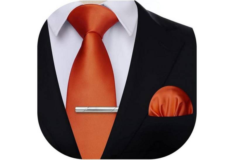 LuxusKollektion Krawatte Krawatte Herren Einstecktuch Krawattenklammer Einheitsgröße Orange von LuxusKollektion