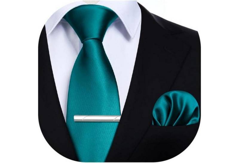 LuxusKollektion Krawatte Krawatte Herren Einstecktuch Krawattenklammer Einheitsgröße Pfaublau von LuxusKollektion