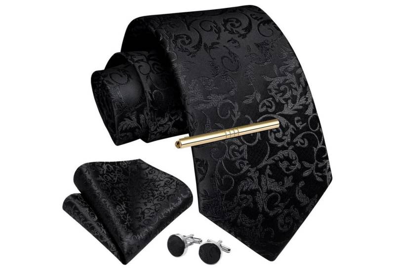 LuxusKollektion Krawatte Krawatte Herren Einstecktuch Krawattenklammer Schwarz-2 Einheitsgröße von LuxusKollektion