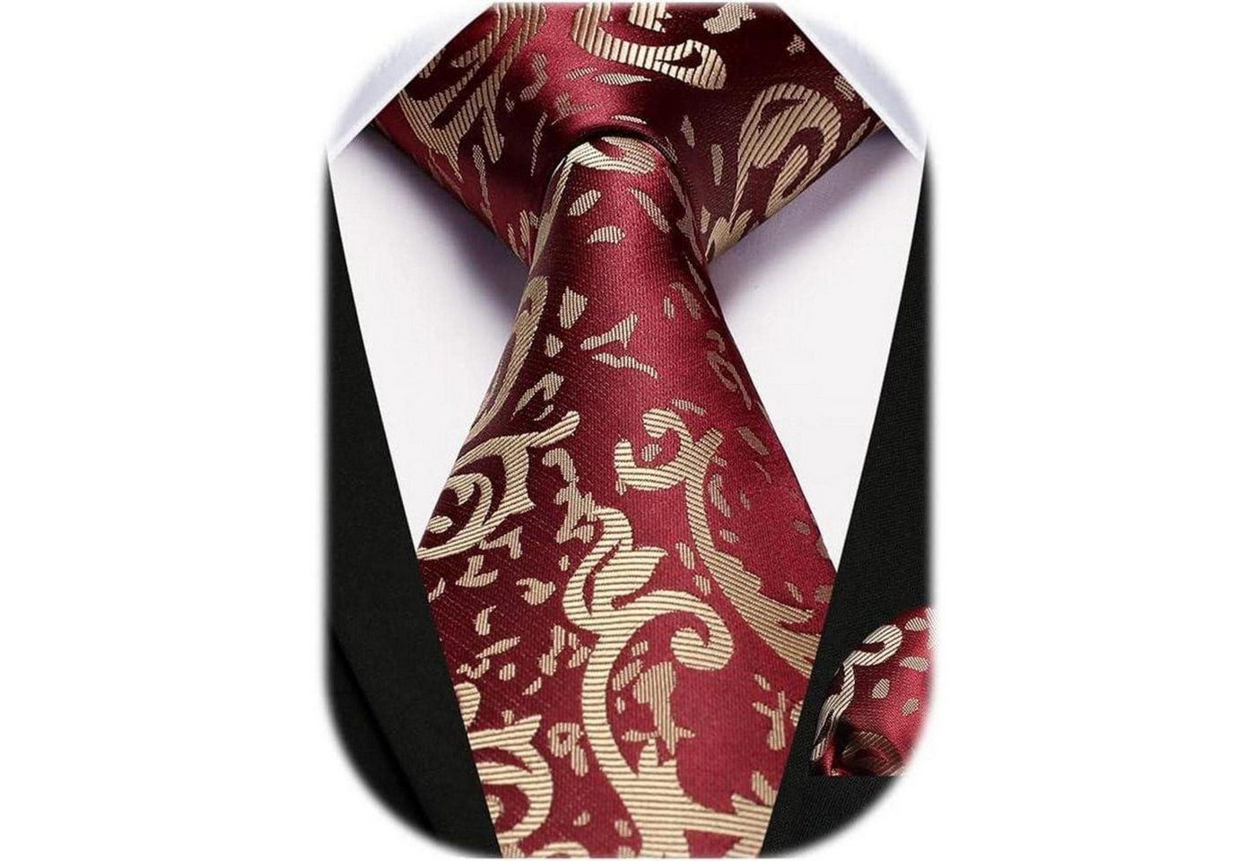 LuxusKollektion Krawatte Krawatte Herren Einstecktuch Paisley Hochzeit Set Burgund Gold von LuxusKollektion