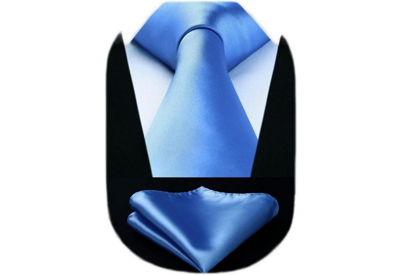 LuxusKollektion Krawatte Krawatte Herren Einstecktuch Set Einfarbig Hochzeit Blau Einheitsgröße von LuxusKollektion