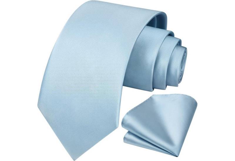LuxusKollektion Krawatte Krawatte Herren Einstecktuch Set Einfarbig M13-haze Blau Einheitsgröße von LuxusKollektion