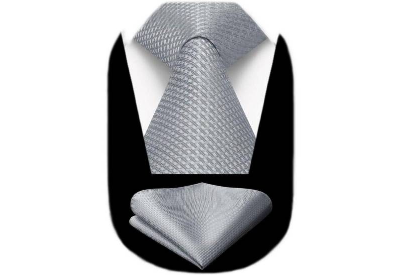 LuxusKollektion Krawatte Krawatte Herren Einstecktuch Set Formal Hochzeit Business Graue von LuxusKollektion