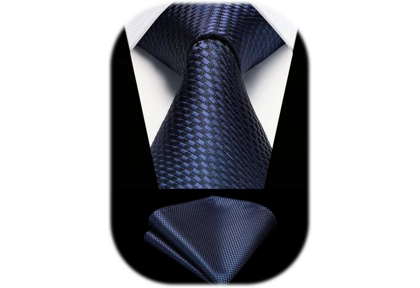 LuxusKollektion Krawatte Krawatte Herren Einstecktuch Set Hochzeit Business Party Dunkelblau von LuxusKollektion