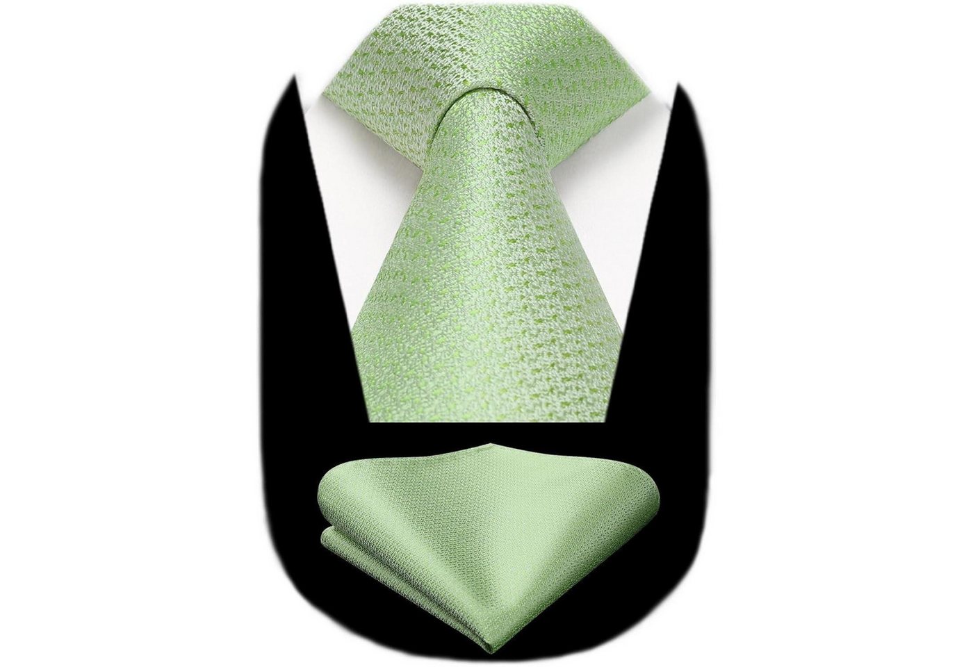 LuxusKollektion Krawatte Krawatte Herren Einstecktuch Set Hochzeit Business Salbeigrün-2 von LuxusKollektion