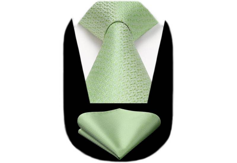 LuxusKollektion Krawatte Krawatte Herren Einstecktuch Set Hochzeit Business Salbeigrün-2 von LuxusKollektion