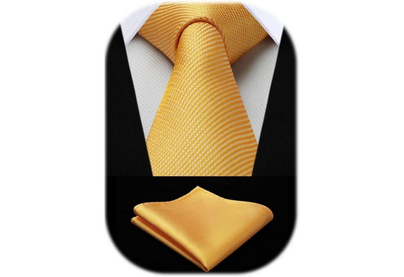 LuxusKollektion Krawatte Krawatte Herren Einstecktuch Set Hochzeit Party Einheitsgröße Gelb 1 von LuxusKollektion