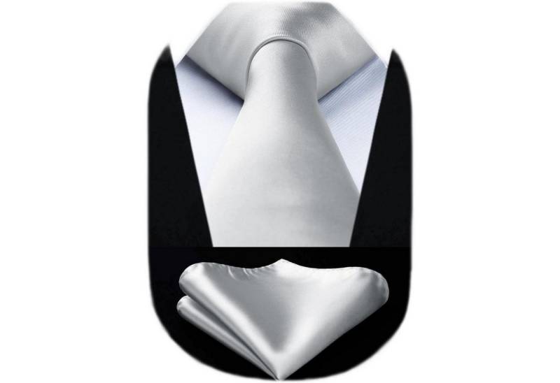 LuxusKollektion Krawatte Krawatte Herren Einstecktuch Set Hochzeit Party Grau Einheitsgröße von LuxusKollektion