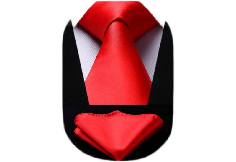 LuxusKollektion Krawatte Krawatte Herren Einstecktuch Set Hochzeit Party Rot Einheitsgröße von LuxusKollektion