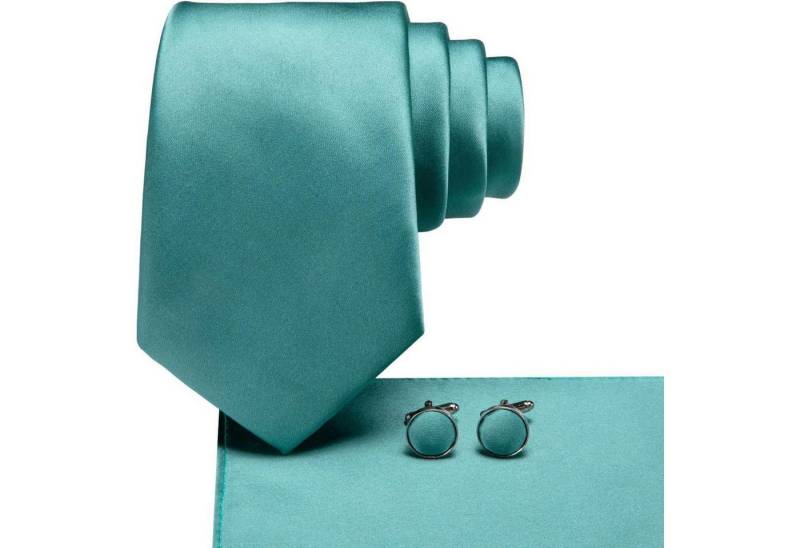LuxusKollektion Krawatte Krawatte Herren Einstecktuch Set Leicht blaugrüner Feststoff von LuxusKollektion