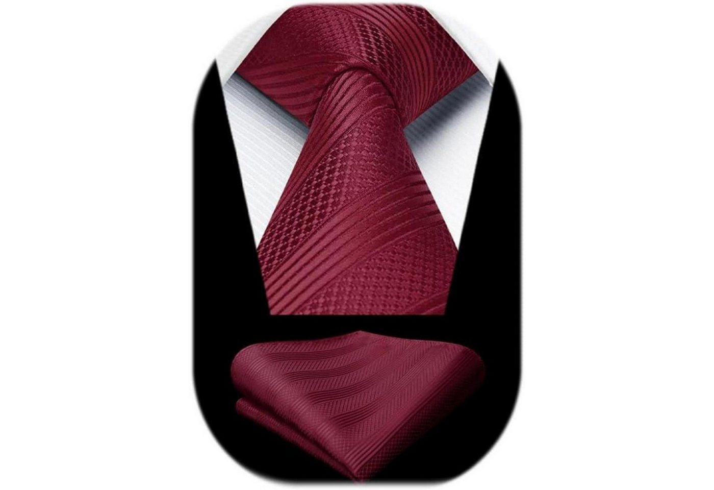 LuxusKollektion Krawatte Krawatte Herren Einstecktuch Set Streifen Anzug Weinrot Streifen-1 von LuxusKollektion