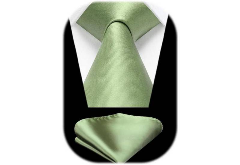 LuxusKollektion Krawatte Krawatte Herren Einstecktuch Set Z2-salbei Grün Einheitsgröße von LuxusKollektion