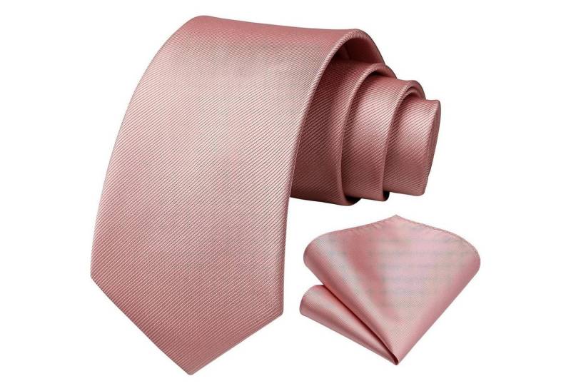 LuxusKollektion Krawatte Krawatte Herren Einstecktuch Set einfarbig Z-gold Pink-5 Einheitsgröße von LuxusKollektion