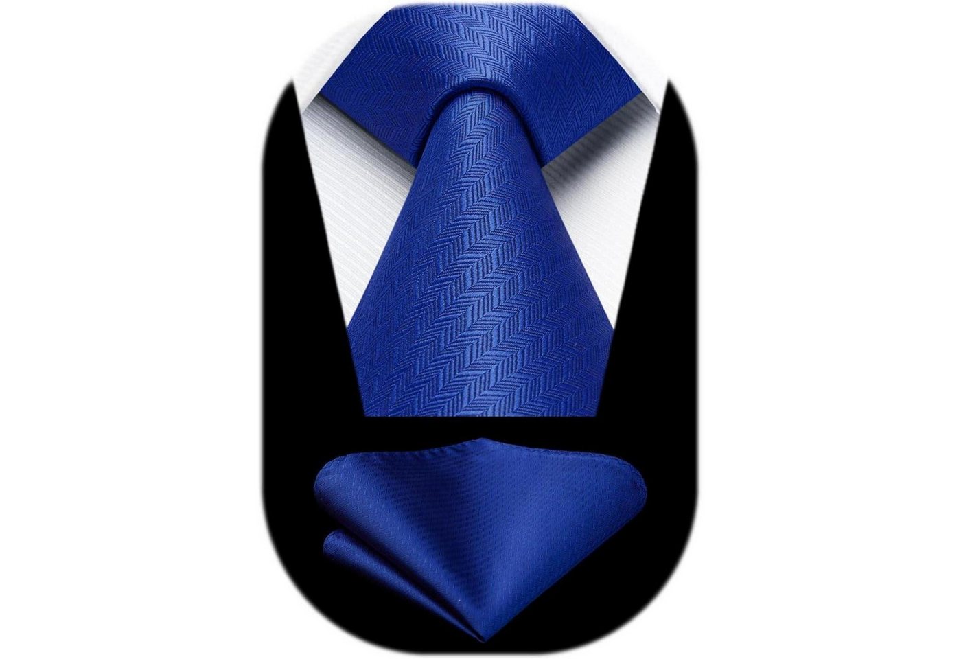 LuxusKollektion Krawatte Krawatte Herren Hochzeit Einstecktuch Hahnentritt Plaid Blau 2 von LuxusKollektion