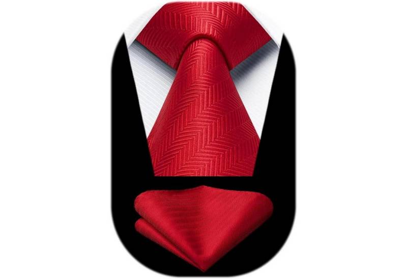 LuxusKollektion Krawatte Krawatte Herren Hochzeit Einstecktuch Hahnentritt Plaid Rot von LuxusKollektion
