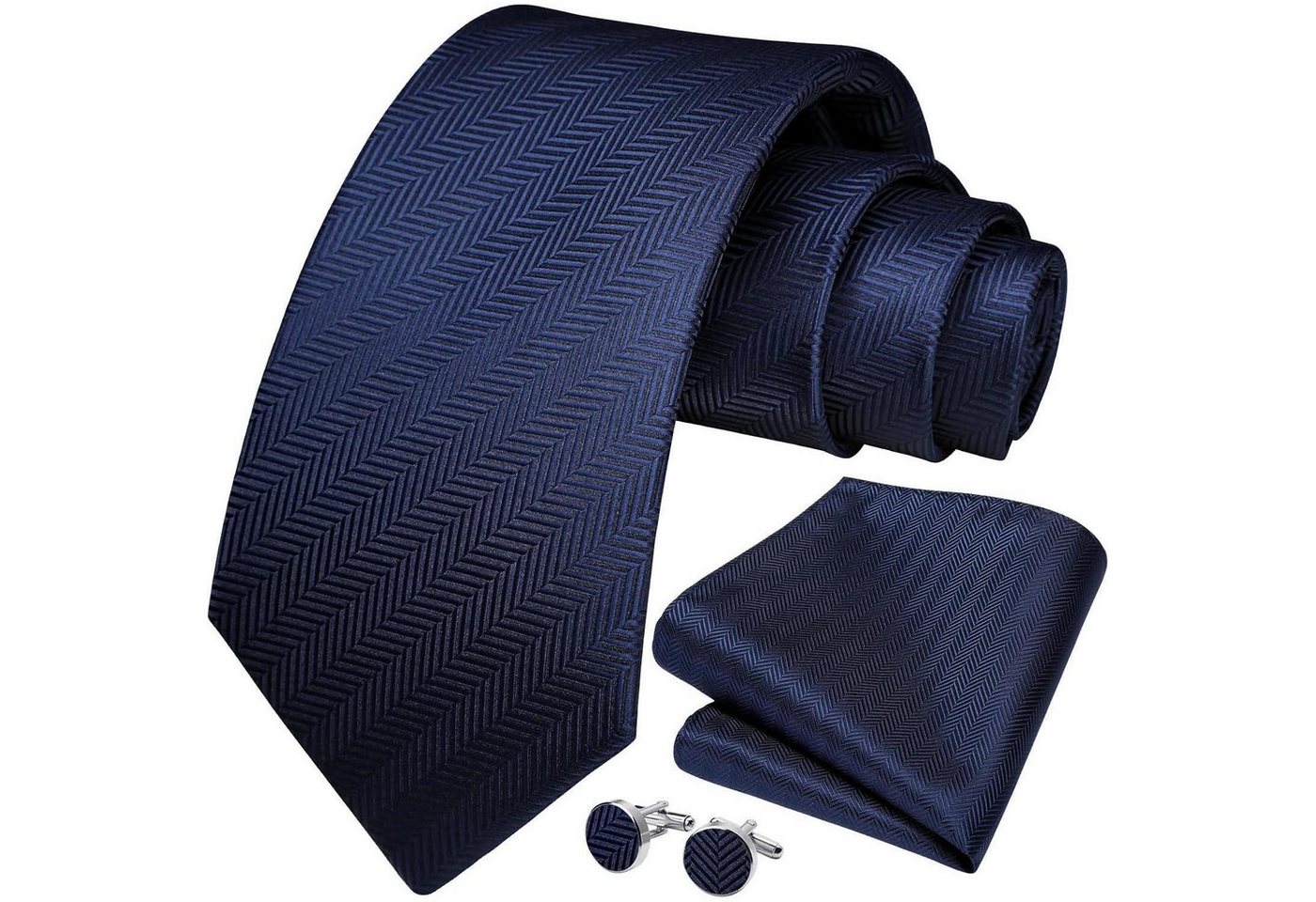 LuxusKollektion Krawatte Krawatte Herren Hochzeit Einstecktuch Manschettenknöpfe Gestreift Blau von LuxusKollektion