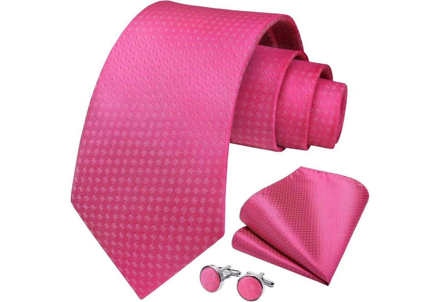 LuxusKollektion Krawatte Krawatte Herren Hochzeit Einstecktuch Manschettenknöpfe Heißes Rosa-1 von LuxusKollektion