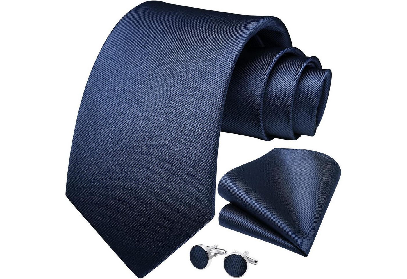 LuxusKollektion Krawatte Krawatte Herren Hochzeit Einstecktuch Manschettenknöpfe Marineblau von LuxusKollektion