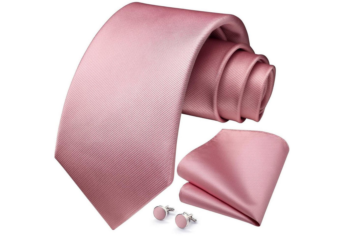 LuxusKollektion Krawatte Krawatte Herren Hochzeit Einstecktuch Manschettenknöpfe Rosa von LuxusKollektion