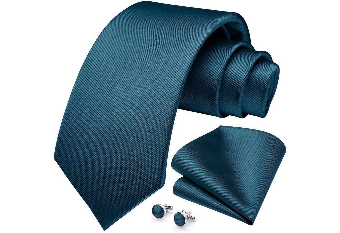 LuxusKollektion Krawatte Krawatte Herren Hochzeit Einstecktuch Manschettenknöpfe Set Dunkelgrün von LuxusKollektion