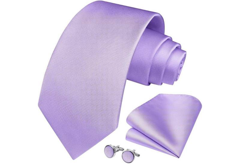 LuxusKollektion Krawatte Krawatte Herren Hochzeit Einstecktuch Manschettenknöpfe Set Flieder von LuxusKollektion