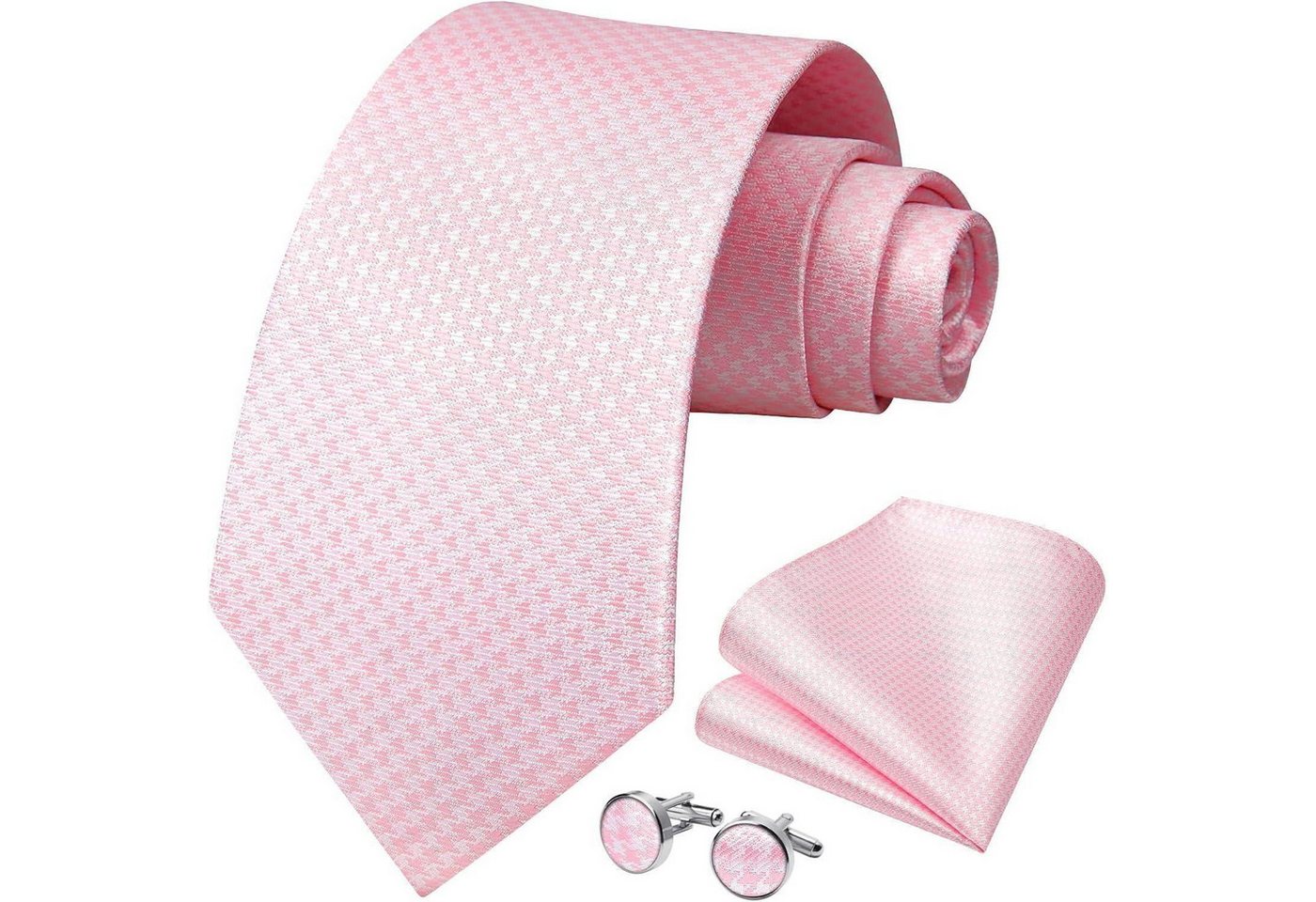 LuxusKollektion Krawatte Krawatte Herren Hochzeit Einstecktuch Manschettenknöpfe Set Rosa-3 von LuxusKollektion