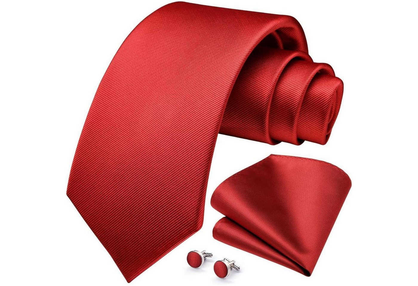 LuxusKollektion Krawatte Krawatte Herren Hochzeit Einstecktuch Manschettenknöpfe Set Rot von LuxusKollektion