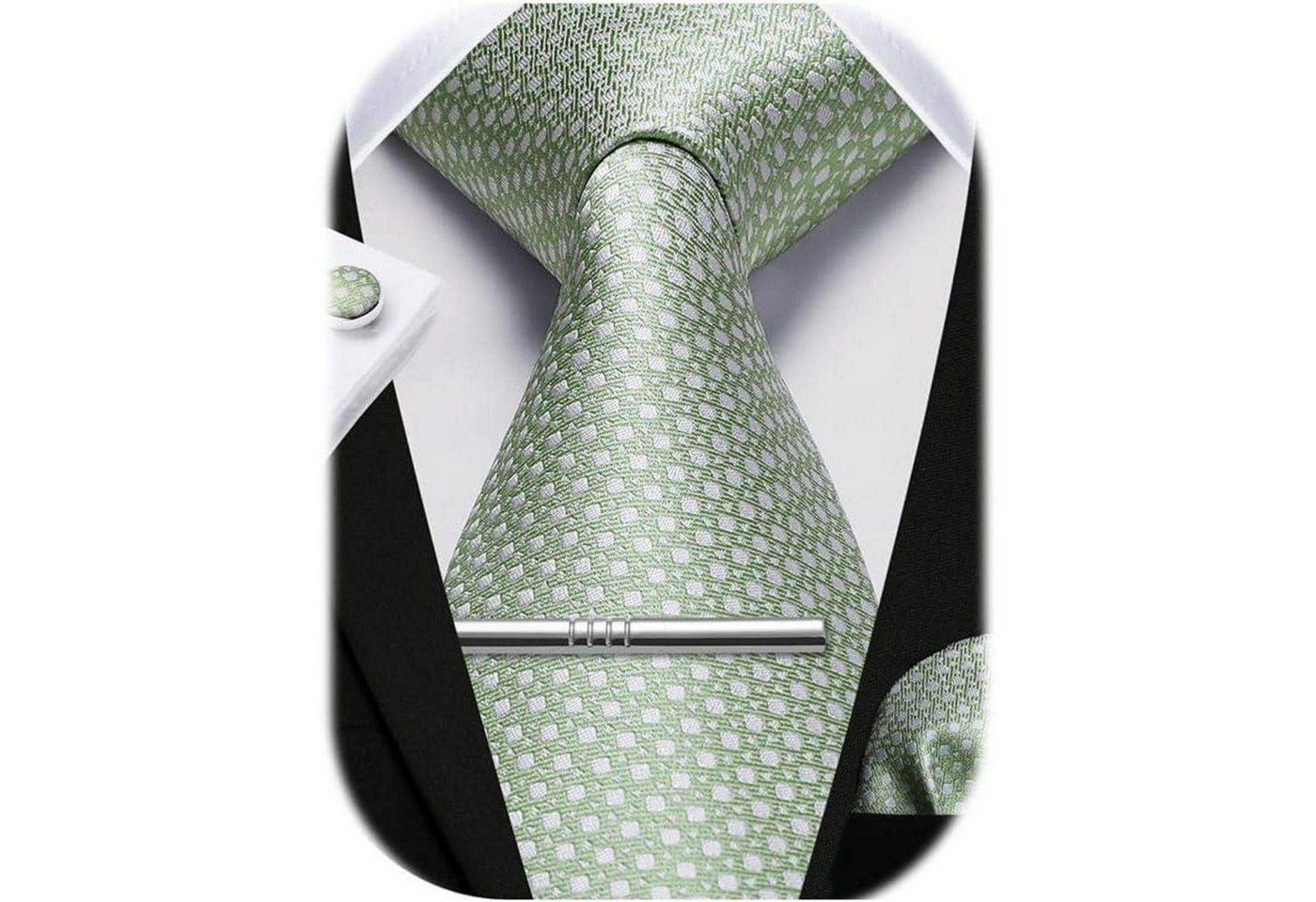 LuxusKollektion Krawatte Krawatte Herren Hochzeit Einstecktuch Manschettenknöpfe smaragdgrün von LuxusKollektion