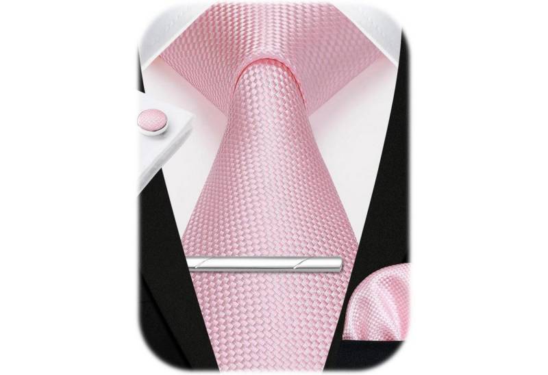 LuxusKollektion Krawatte Krawatte Herren Hochzeit Einstecktuch Manschettenknopf Rosa-3 von LuxusKollektion