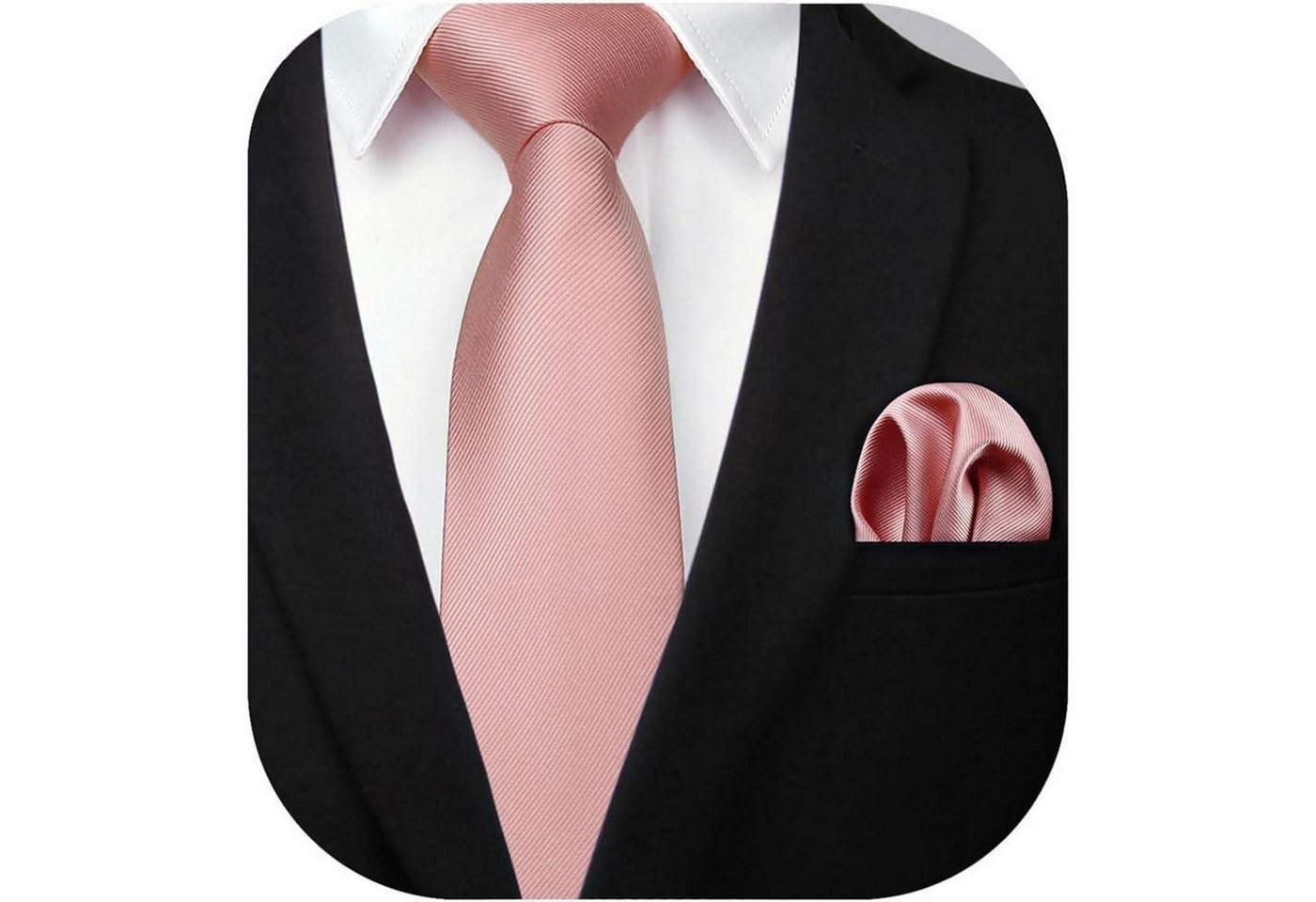 LuxusKollektion Krawatte Krawatte Herren Hochzeit Einstecktuch Set A- Rosa von LuxusKollektion