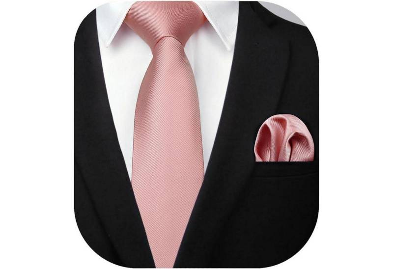 LuxusKollektion Krawatte Krawatte Herren Hochzeit Einstecktuch Set A- Rosa von LuxusKollektion