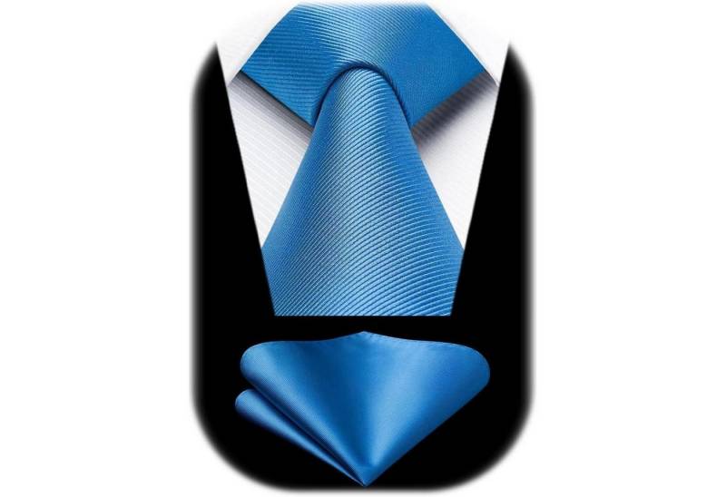 LuxusKollektion Krawatte Krawatte Herren Hochzeit Einstecktuch Set E3 Blau von LuxusKollektion