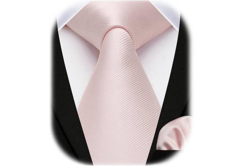 LuxusKollektion Krawatte Krawatte Herren Hochzeit Einstecktuch Set Einfarbig Farben A- Rosa 2 von LuxusKollektion