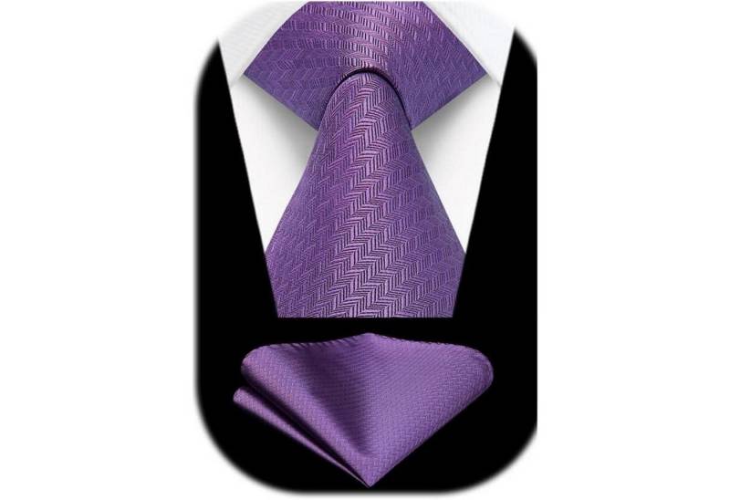 LuxusKollektion Krawatte Krawatte Herren Hochzeit Einstecktuch Set Einfarbig Formell Lila von LuxusKollektion