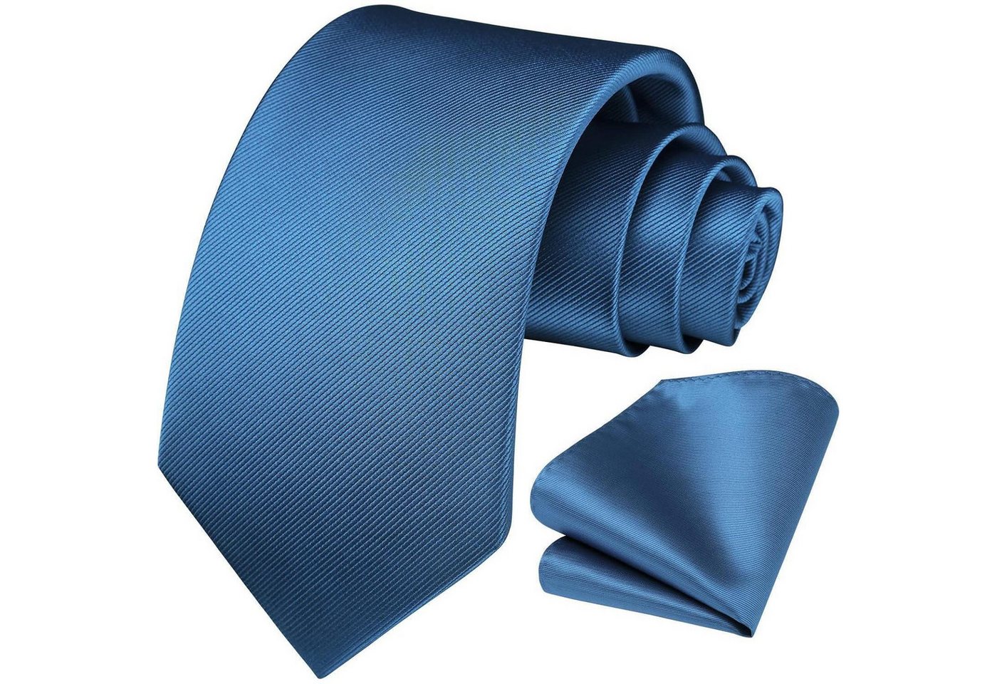 LuxusKollektion Krawatte Krawatte Herren Hochzeit Einstecktuch Set Einfarbig Solide E3 Blau 2 von LuxusKollektion